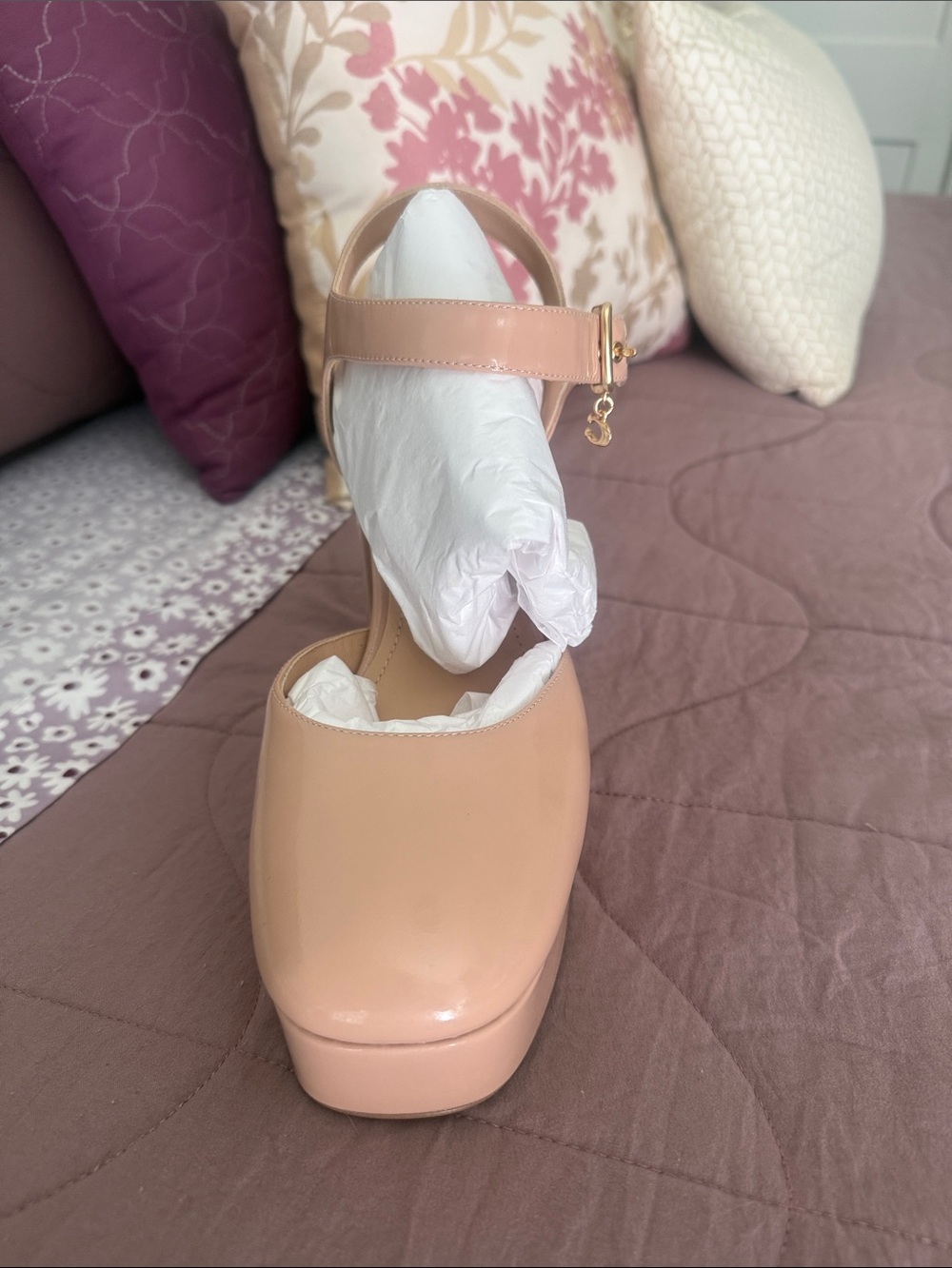 Womens pale blush Isabella patent heels - Picture 2 of 3